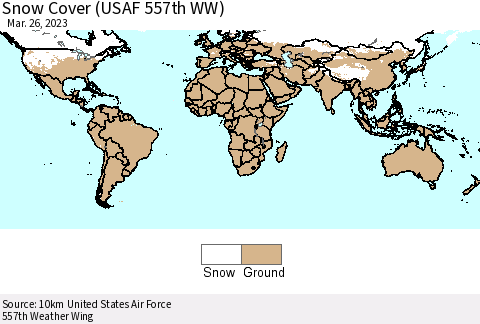 World Snow Cover (USAF 557th WW) Thematic Map For 3/20/2023 - 3/26/2023