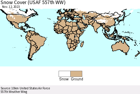 World Snow Cover (USAF 557th WW) Thematic Map For 11/6/2023 - 11/12/2023