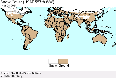 World Snow Cover (USAF 557th WW) Thematic Map For 3/18/2024 - 3/24/2024
