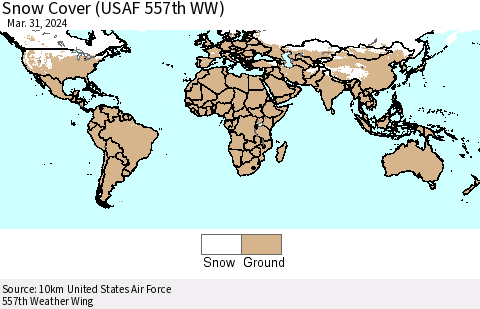 World Snow Cover (USAF 557th WW) Thematic Map For 3/25/2024 - 3/31/2024