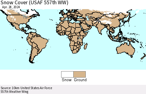 World Snow Cover (USAF 557th WW) Thematic Map For 4/22/2024 - 4/28/2024