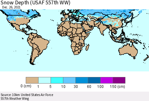 World Snow Depth (USAF 557th WW) Thematic Map For 12/20/2021 - 12/26/2021