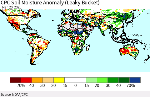 World CPC Soil Moisture Anomaly (Leaky Bucket) Thematic Map For 3/16/2021 - 3/20/2021
