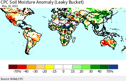 World CPC Soil Moisture Anomaly (Leaky Bucket) Thematic Map For 5/6/2021 - 5/10/2021