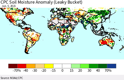 World CPC Soil Moisture Anomaly (Leaky Bucket) Thematic Map For 6/1/2021 - 6/5/2021