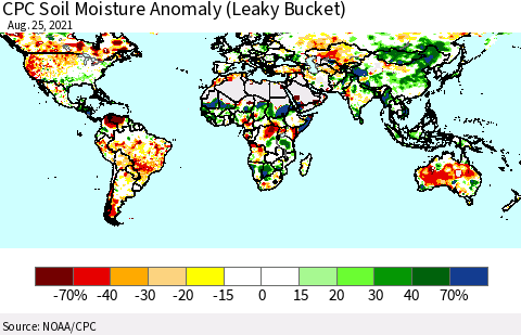 World CPC Soil Moisture Anomaly (Leaky Bucket) Thematic Map For 8/21/2021 - 8/25/2021