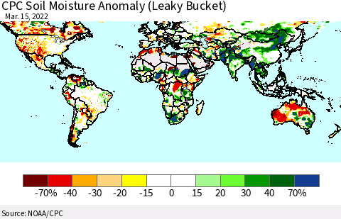 World CPC Soil Moisture Anomaly (Leaky Bucket) Thematic Map For 3/11/2022 - 3/15/2022