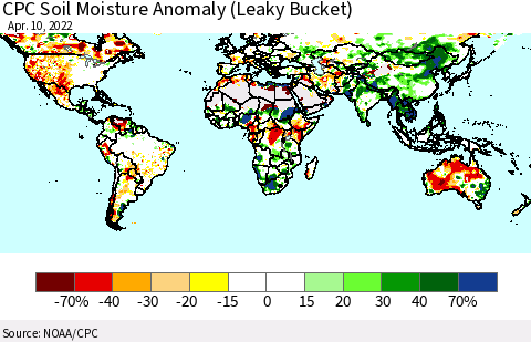 World CPC Soil Moisture Anomaly (Leaky Bucket) Thematic Map For 4/6/2022 - 4/10/2022