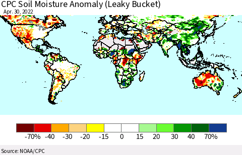 World CPC Soil Moisture Anomaly (Leaky Bucket) Thematic Map For 4/26/2022 - 4/30/2022