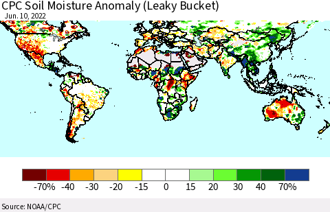 World CPC Soil Moisture Anomaly (Leaky Bucket) Thematic Map For 6/6/2022 - 6/10/2022