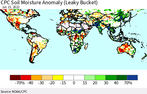 World CPC Soil Moisture Anomaly (Leaky Bucket) Thematic Map For 7/11/2022 - 7/15/2022