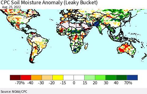 World CPC Soil Moisture Anomaly (Leaky Bucket) Thematic Map For 8/21/2022 - 8/25/2022