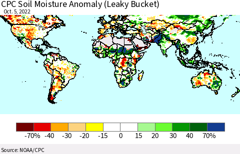 World CPC Soil Moisture Anomaly (Leaky Bucket) Thematic Map For 10/1/2022 - 10/5/2022