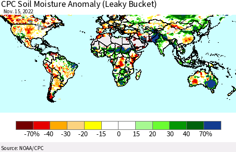 World CPC Soil Moisture Anomaly (Leaky Bucket) Thematic Map For 11/11/2022 - 11/15/2022