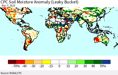 World CPC Soil Moisture Anomaly (Leaky Bucket) Thematic Map For 3/1/2023 - 3/5/2023