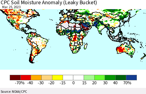 World CPC Soil Moisture Anomaly (Leaky Bucket) Thematic Map For 3/21/2023 - 3/25/2023