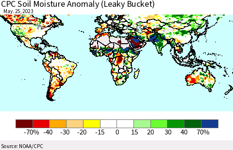 World CPC Soil Moisture Anomaly (Leaky Bucket) Thematic Map For 5/21/2023 - 5/25/2023