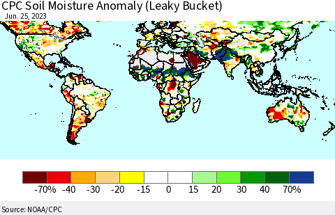 World CPC Soil Moisture Anomaly (Leaky Bucket) Thematic Map For 6/21/2023 - 6/25/2023
