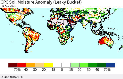 World CPC Soil Moisture Anomaly (Leaky Bucket) Thematic Map For 1/1/2024 - 1/5/2024