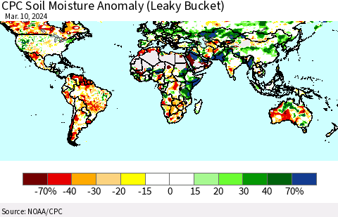 World CPC Soil Moisture Anomaly (Leaky Bucket) Thematic Map For 3/6/2024 - 3/10/2024