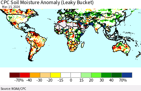 World CPC Soil Moisture Anomaly (Leaky Bucket) Thematic Map For 3/11/2024 - 3/15/2024