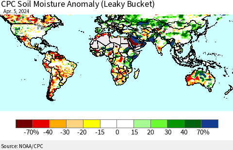 World CPC Soil Moisture Anomaly (Leaky Bucket) Thematic Map For 4/1/2024 - 4/5/2024