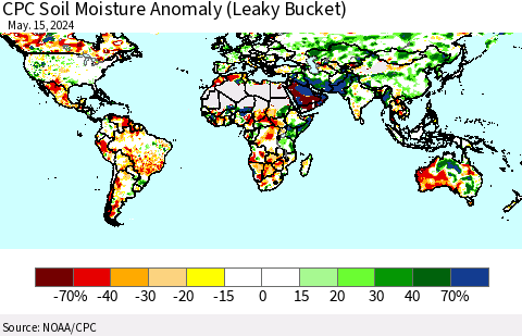 World CPC Soil Moisture Anomaly (Leaky Bucket) Thematic Map For 5/11/2024 - 5/15/2024
