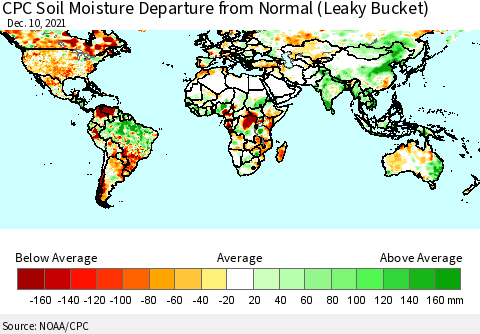 World CPC Soil Moisture Departure from Normal (Leaky Bucket) Thematic Map For 12/6/2021 - 12/10/2021