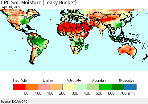World CPC Soil Moisture (Leaky Bucket) Thematic Map For 4/6/2022 - 4/10/2022