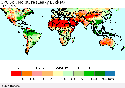 World CPC Soil Moisture (Leaky Bucket) Thematic Map For 6/1/2022 - 6/5/2022
