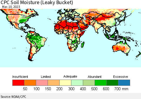 World CPC Soil Moisture (Leaky Bucket) Thematic Map For 3/6/2023 - 3/10/2023