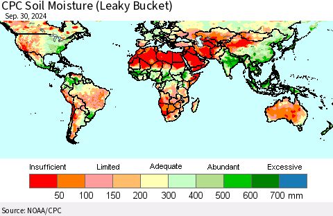 World CPC Soil Moisture (Leaky Bucket) Thematic Map For 9/26/2024 - 9/30/2024