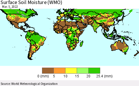World Surface Soil Moisture (WMO) Thematic Map For 3/1/2022 - 3/5/2022