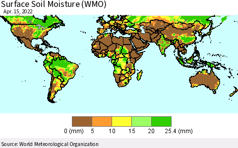World Surface Soil Moisture (WMO) Thematic Map For 4/11/2022 - 4/15/2022