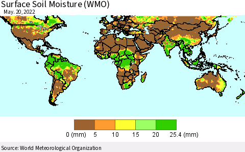 World Surface Soil Moisture (WMO) Thematic Map For 5/16/2022 - 5/20/2022