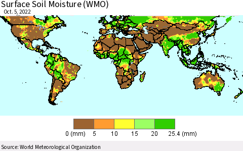 World Surface Soil Moisture (WMO) Thematic Map For 10/1/2022 - 10/5/2022