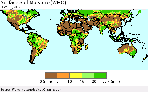 World Surface Soil Moisture (WMO) Thematic Map For 10/26/2022 - 10/31/2022
