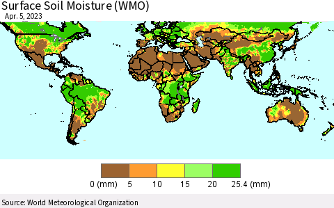 World Surface Soil Moisture (WMO) Thematic Map For 4/1/2023 - 4/5/2023