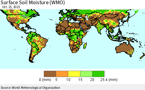 World Surface Soil Moisture (WMO) Thematic Map For 10/21/2023 - 10/25/2023
