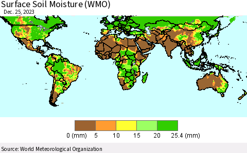 World Surface Soil Moisture (WMO) Thematic Map For 12/21/2023 - 12/25/2023