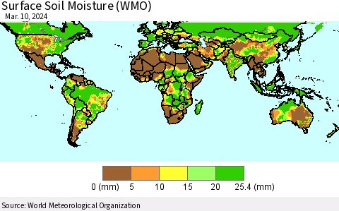 World Surface Soil Moisture (WMO) Thematic Map For 3/6/2024 - 3/10/2024