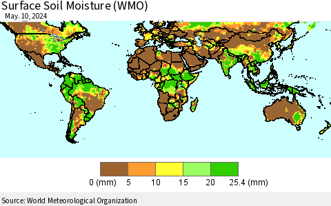 World Surface Soil Moisture (WMO) Thematic Map For 5/6/2024 - 5/10/2024