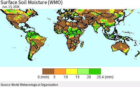 World Surface Soil Moisture (WMO) Thematic Map For 6/11/2024 - 6/15/2024