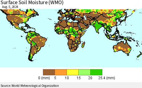 World Surface Soil Moisture (WMO) Thematic Map For 8/1/2024 - 8/5/2024