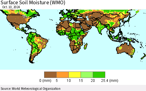 World Surface Soil Moisture (WMO) Thematic Map For 10/6/2024 - 10/10/2024