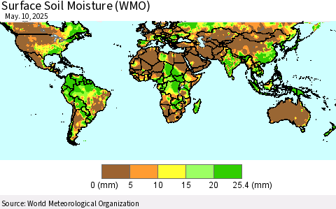 World Surface Soil Moisture (WMO) Thematic Map For 5/6/2025 - 5/10/2025