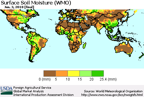 World Surface Soil Moisture (WMO) Thematic Map For 5/28/2018 - 6/3/2018