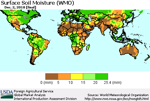 World Surface Soil Moisture (WMO) Thematic Map For 11/26/2018 - 12/2/2018