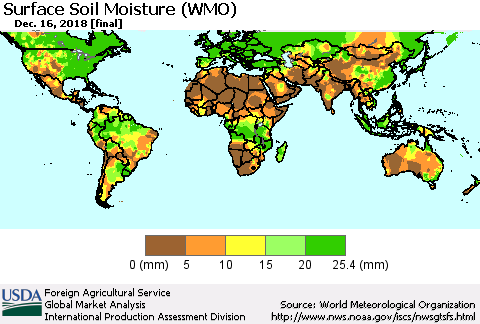 World Surface Soil Moisture (WMO) Thematic Map For 12/10/2018 - 12/16/2018