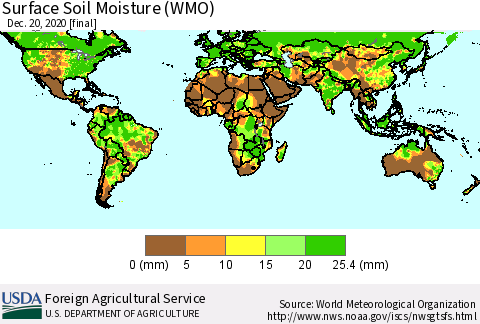 World Surface Soil Moisture (WMO) Thematic Map For 12/14/2020 - 12/20/2020